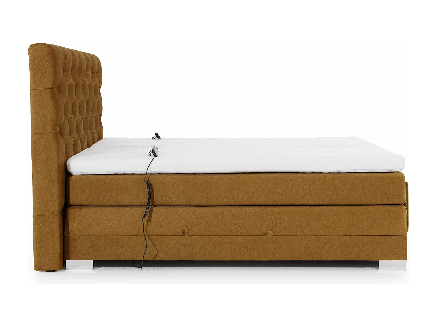 Mosterdfluweel elektrisch continentaal bed met Karmen-matras en bovenmatras-Slapen 140x200cm