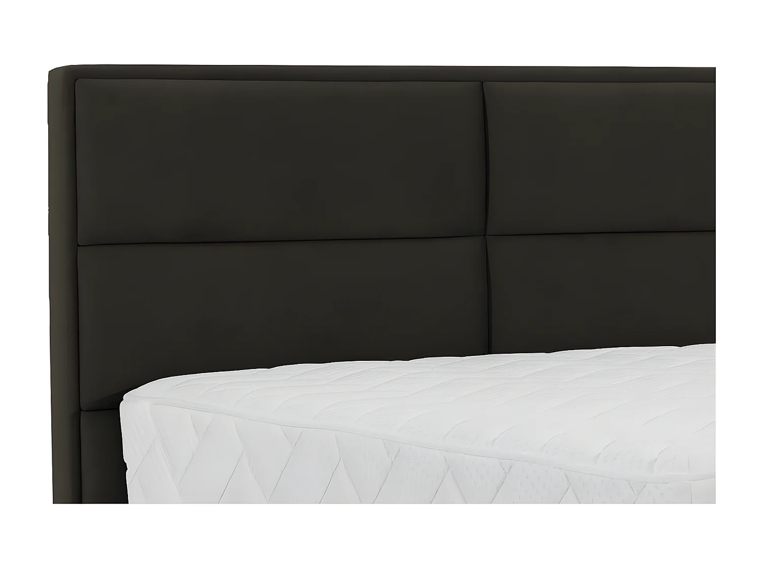 Lit continental tissu marron Tiempo avec matelas 30cm en latex et pied métal noir-160x200