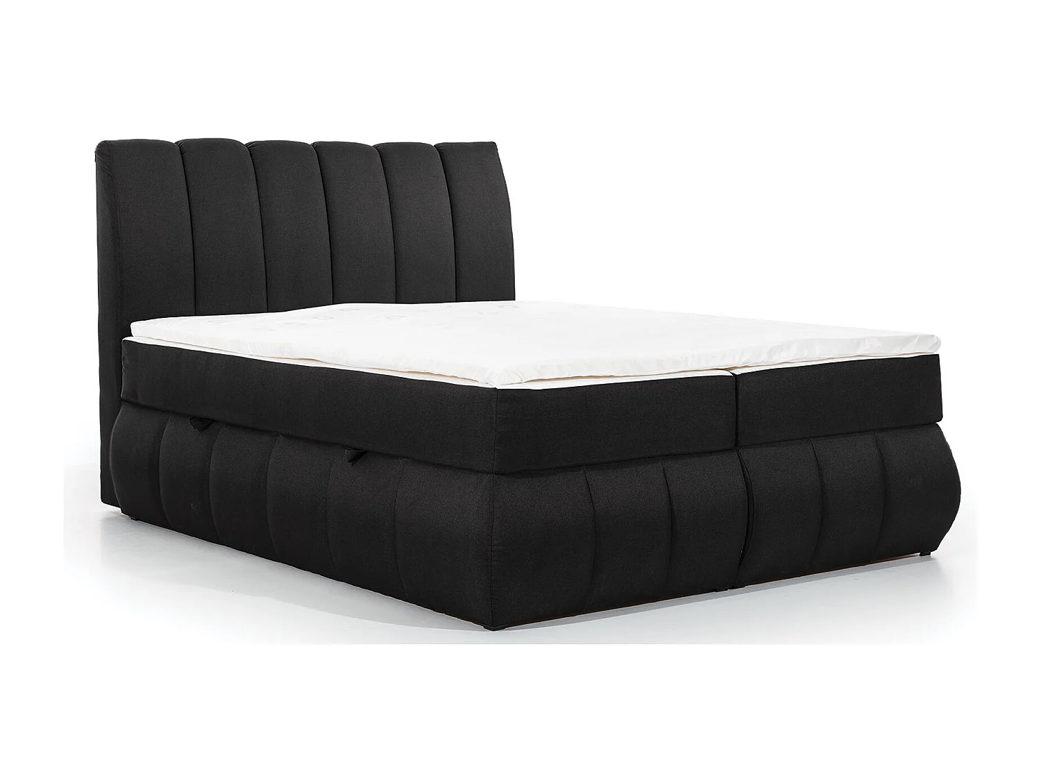 Lit continental matelassé tissu noir chiné Florencia-160x200