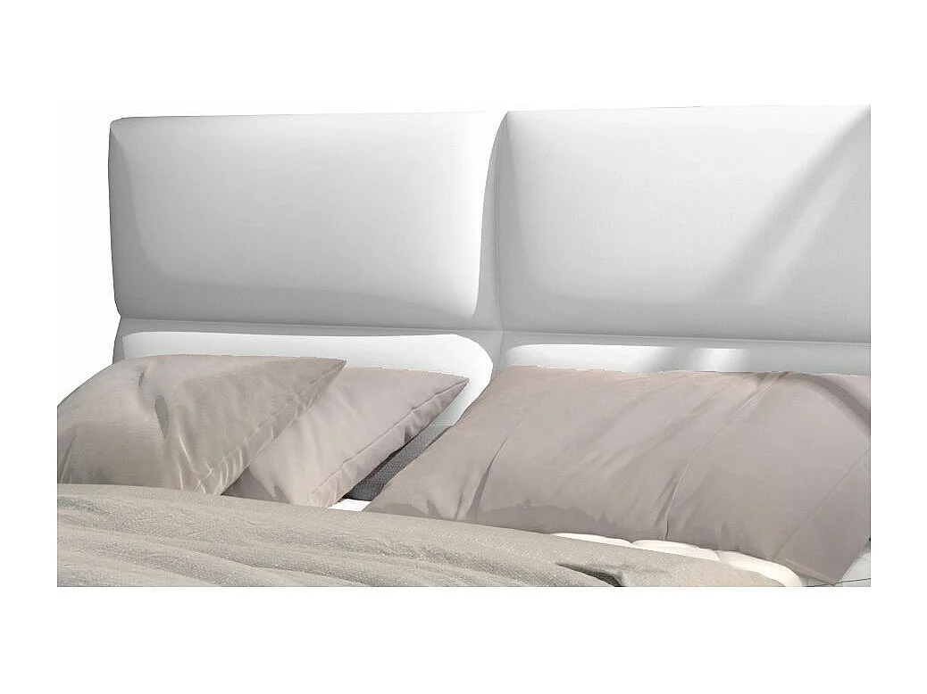 Lit continental capitonné simili cuir blanc Weber-160x200