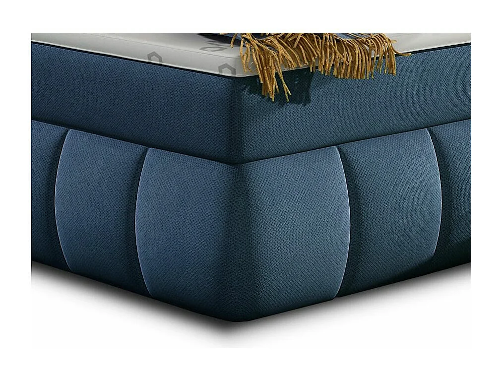 Gewatteerd continentaal bed van Florencia blauwe stof-Slapen 160x200cm