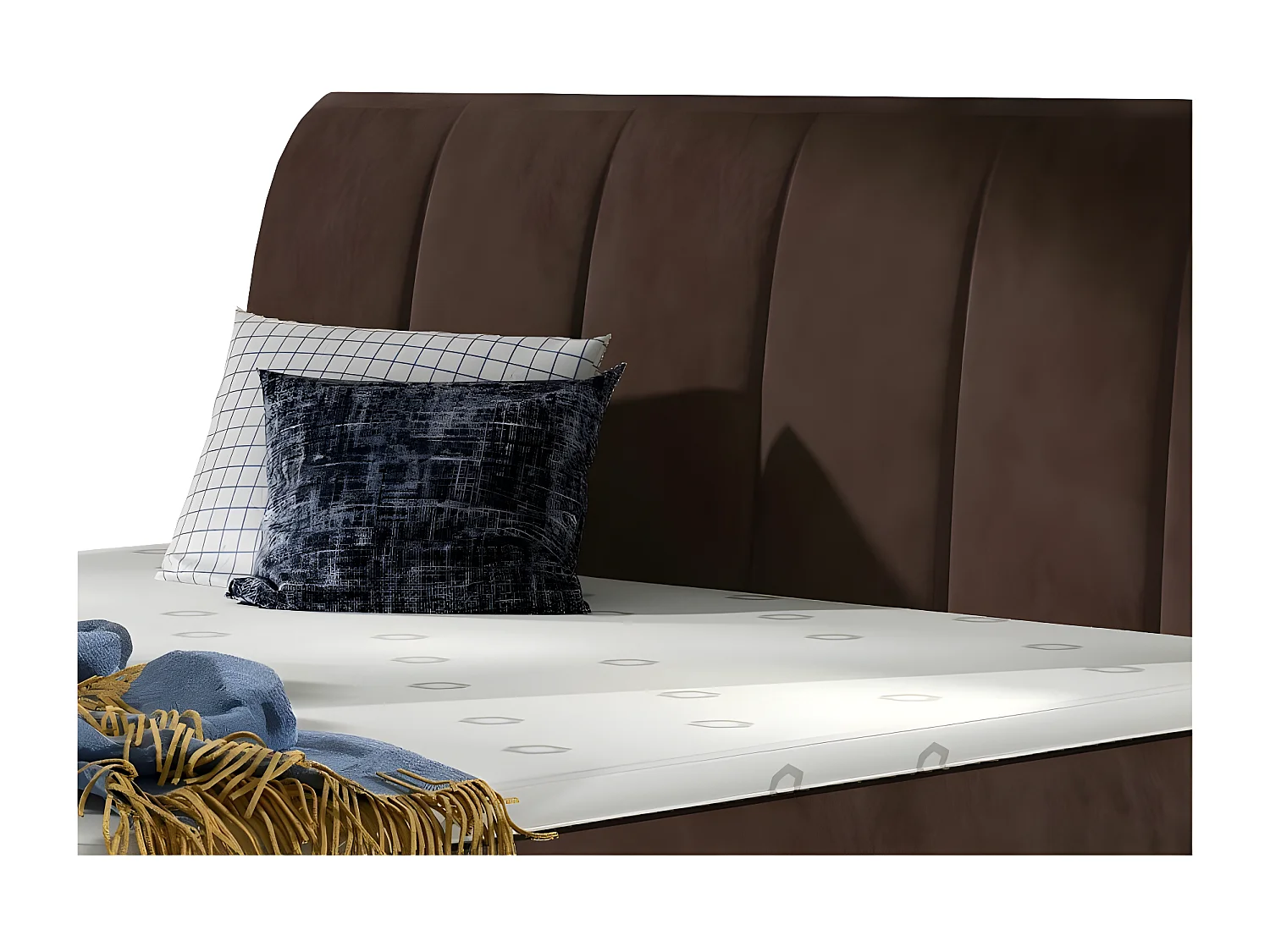 Florencia bruin fluwelen gewatteerd continentaal bed-Slapen 140x200cm