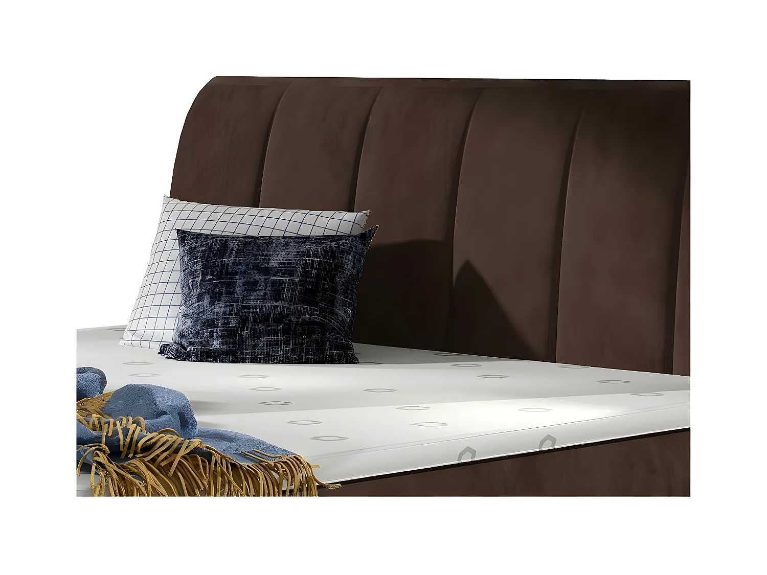 Lit continental matelassé velours marron Florencia-140x200