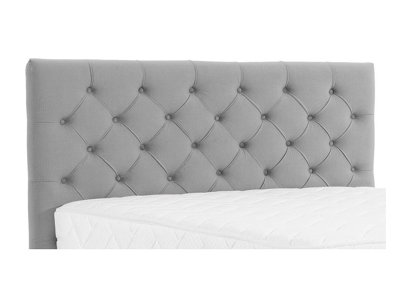 Pozza lichtgrijs, met stof bekleed continentaal bed met latexmatras van 30 cm en zwart metalen poot-Slapen 180x200cm