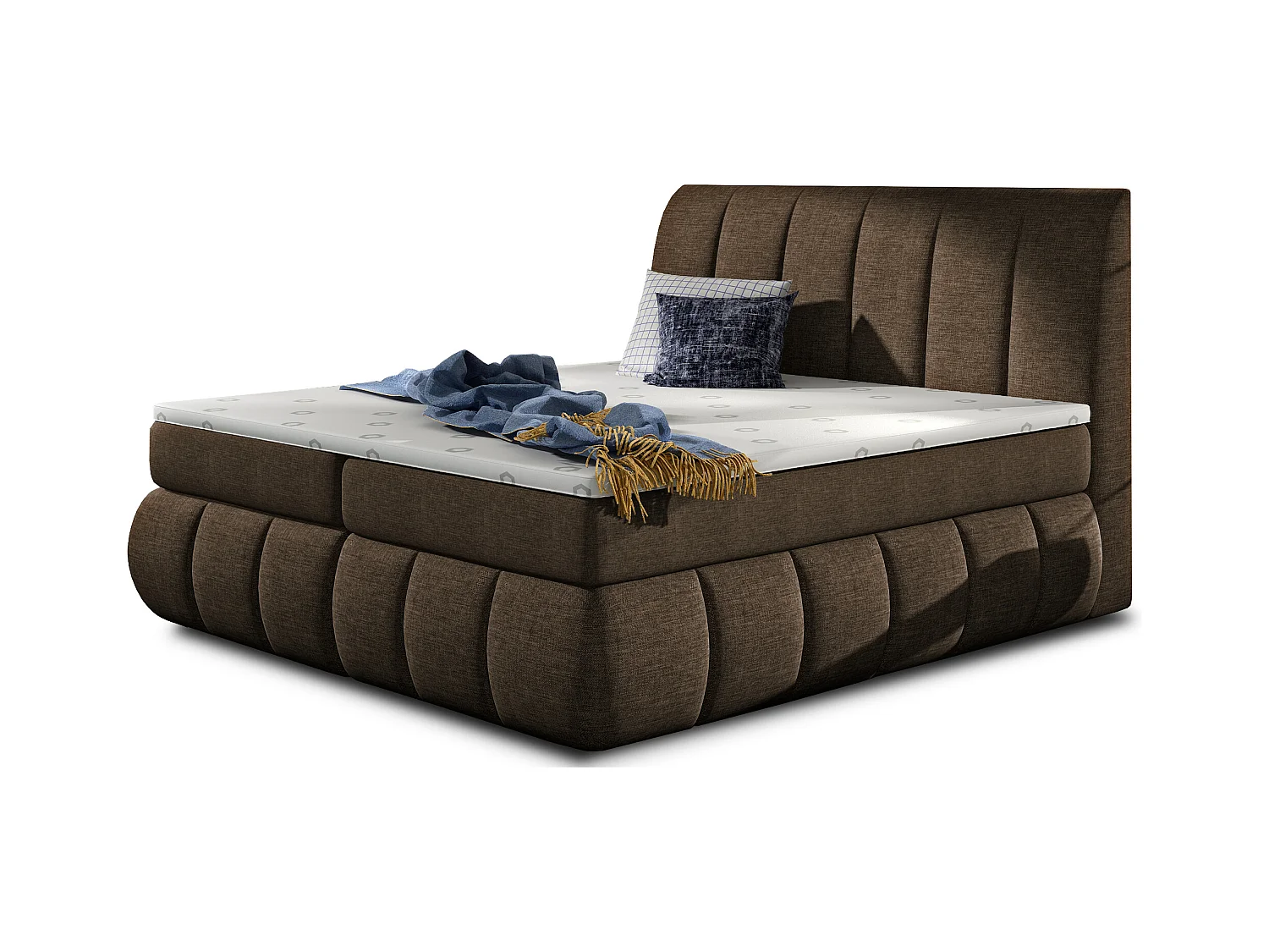 Lit continental matelassé tissu marron Florencia-180x200