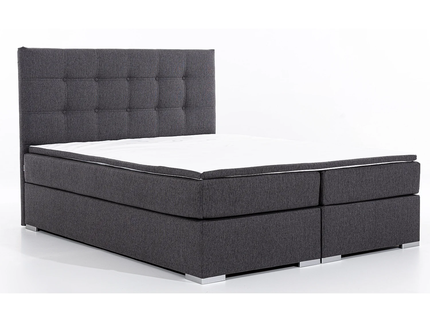 Lit boxspring simili cuir noir avec matelas et surmatelas Kavin-140x200