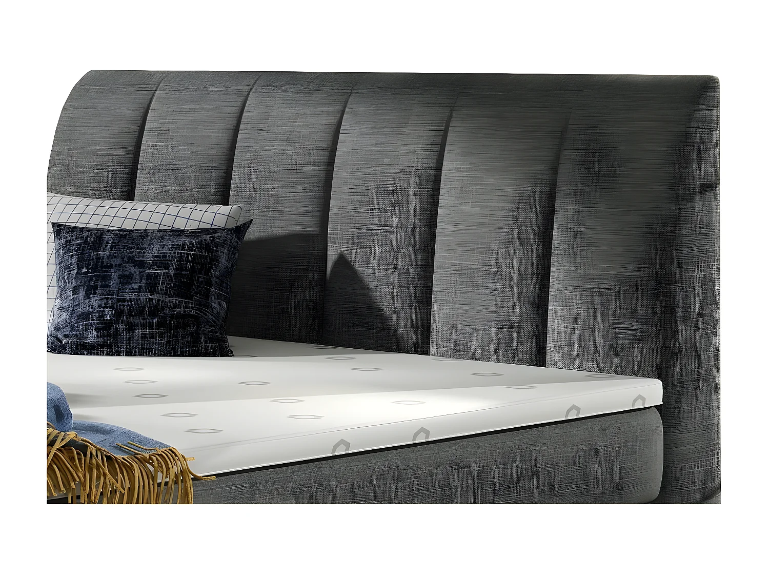 Lit continental matelassé tissu gris foncé Florencia-140x200