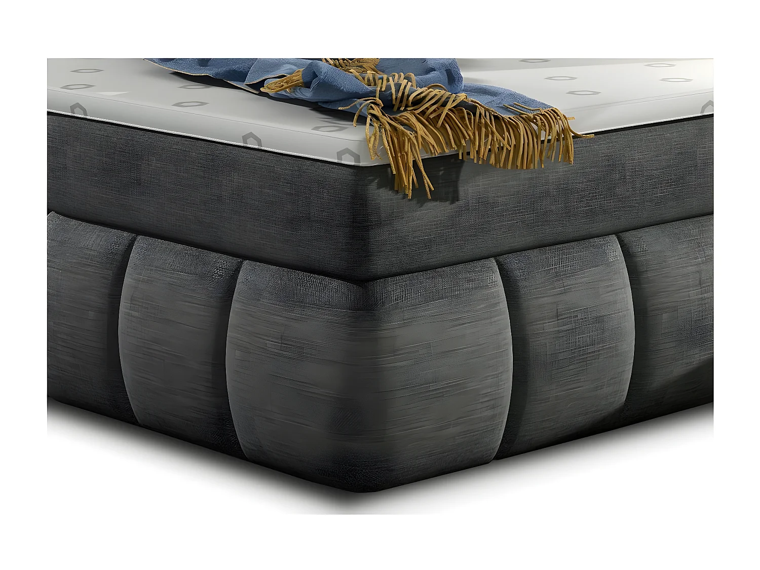 Lit continental matelassé tissu gris foncé Florencia-140x200