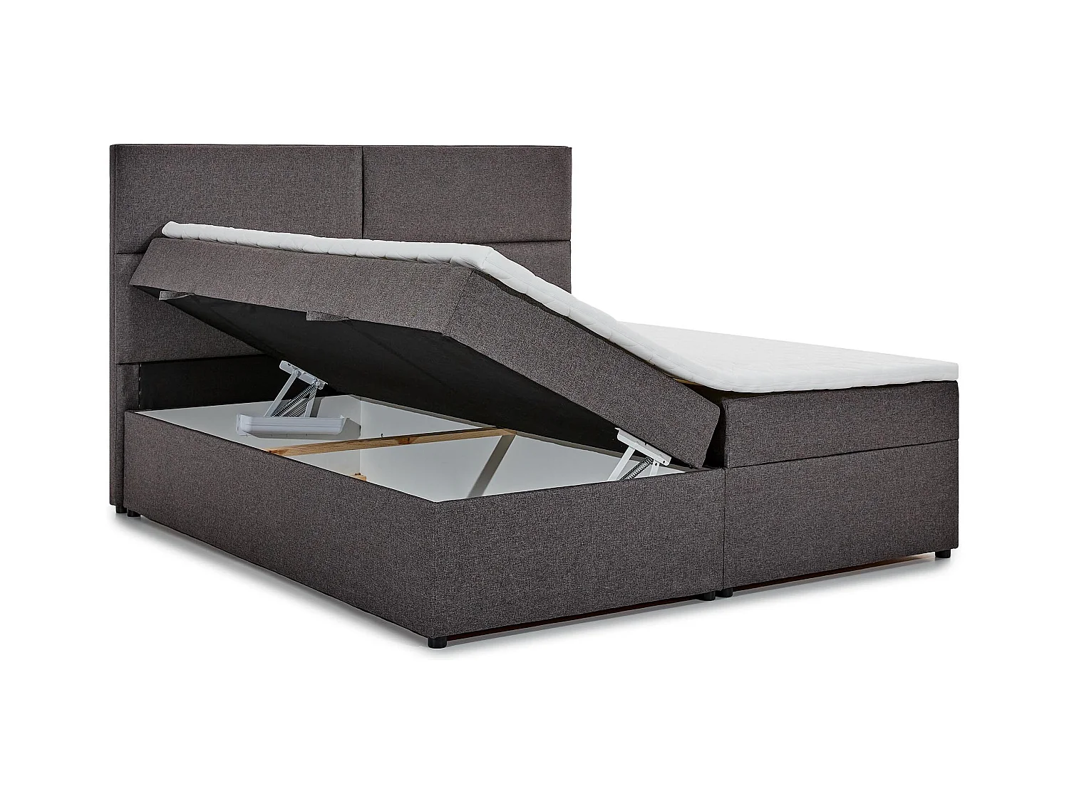 Lit continental capitonné velours marron clair Weber-180x200