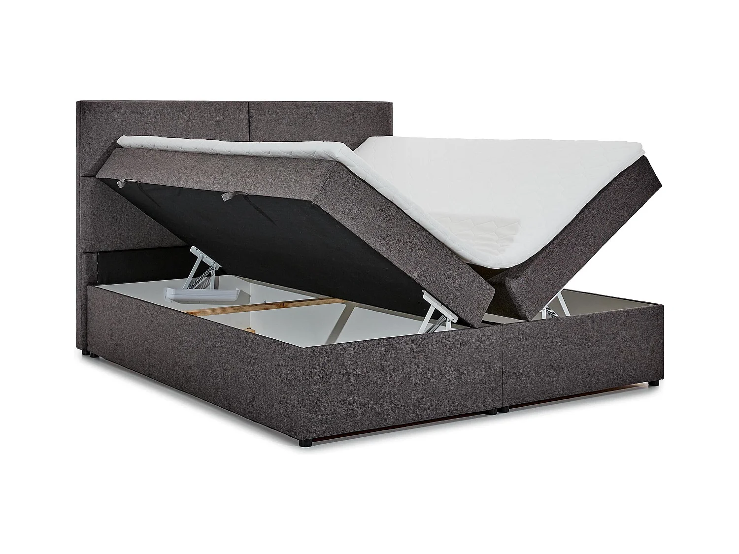 Lit continental capitonné velours marron clair Weber-180x200