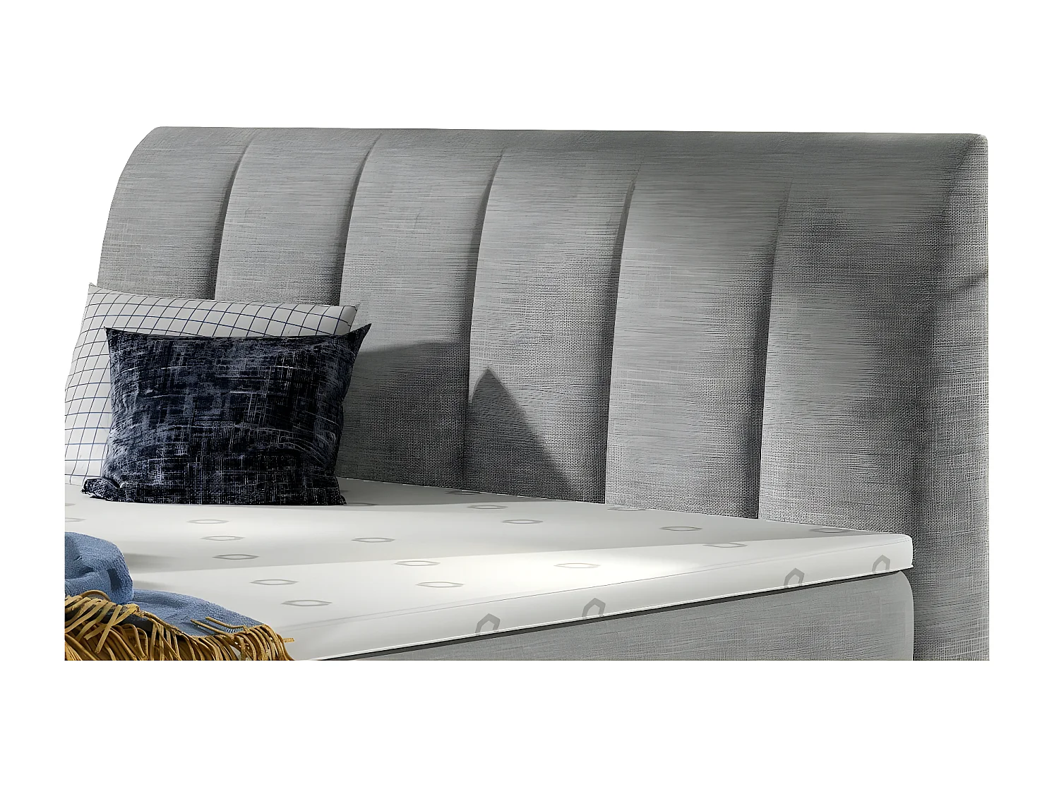 Lit continental matelassé tissu gris clair Florencia-180x200