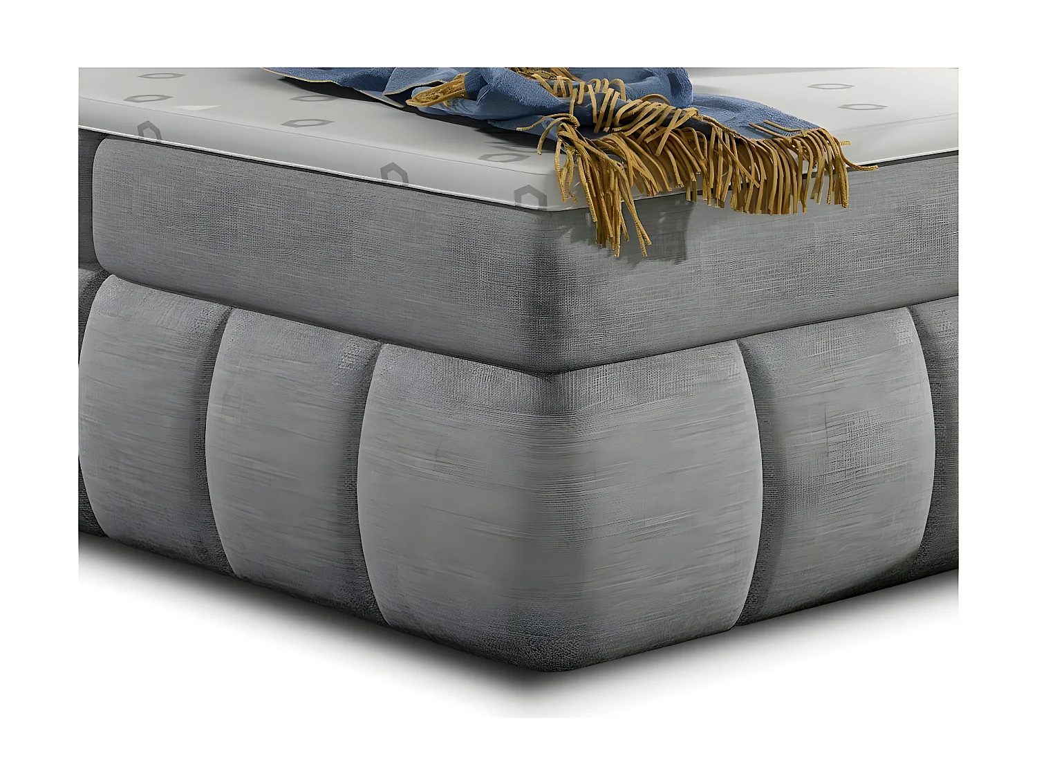 Lit continental matelassé tissu gris clair Florencia-180x200