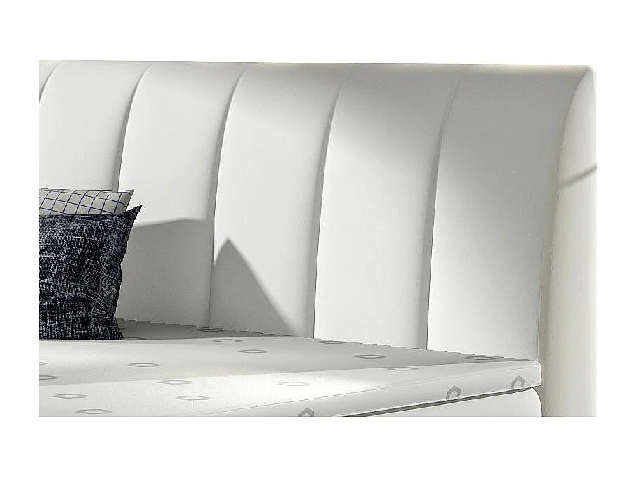 Lit continental matelassé simili cuir blanc Florencia-160x200