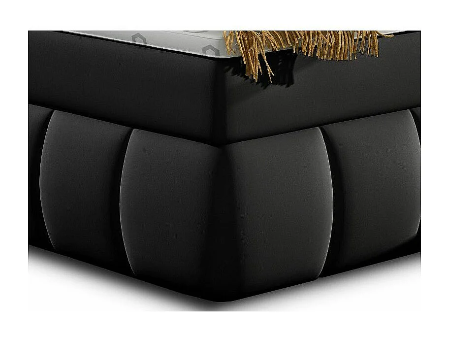 Lit continental matelassé simili cuir noir Florencia-160x200