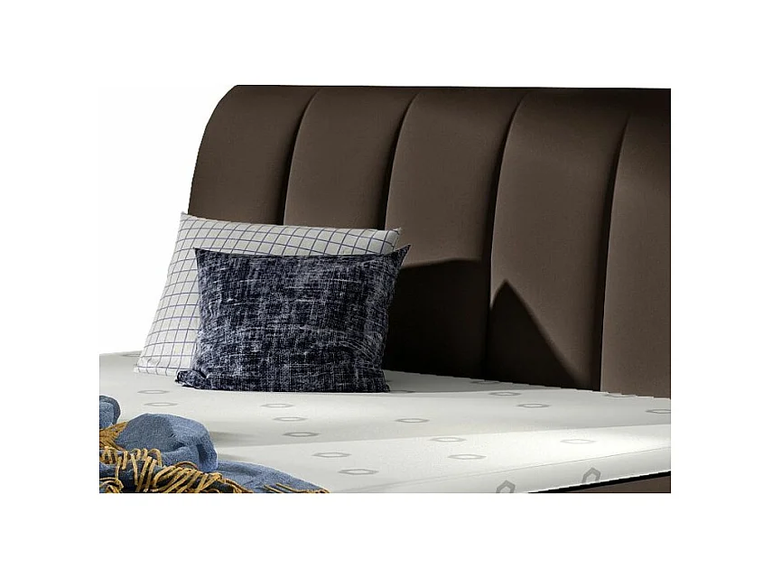 Lit continental matelassé simili cuir marron Florencia-140x200