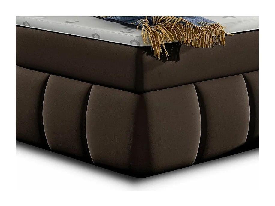 Lit continental matelassé simili cuir marron Florencia-140x200