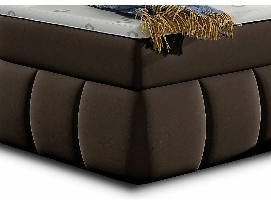 Lit continental matelassé simili cuir marron Florencia-140x200