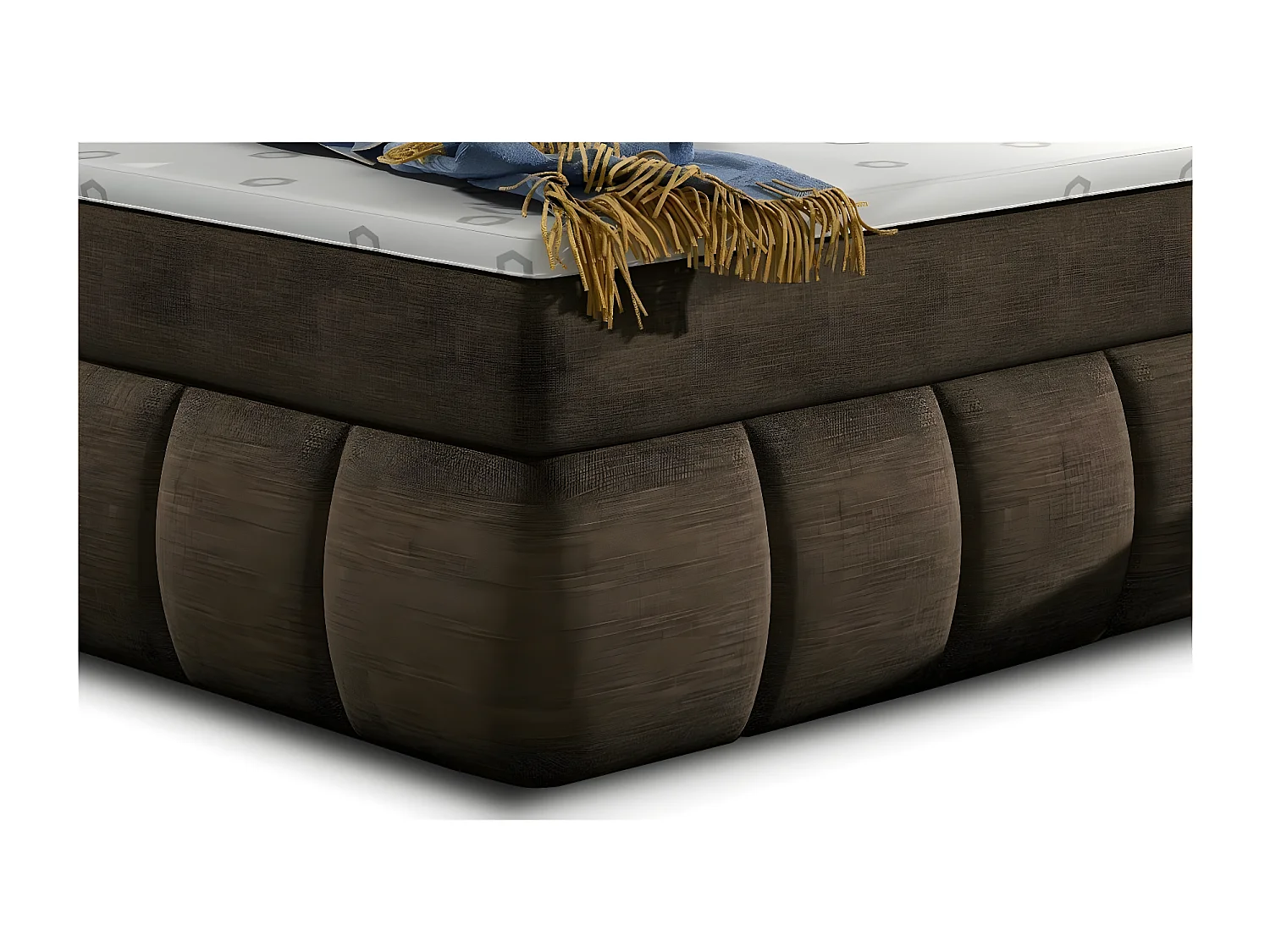 Florencia gewatteerd continentaal bed van bruine stof-Slapen 160x200cm