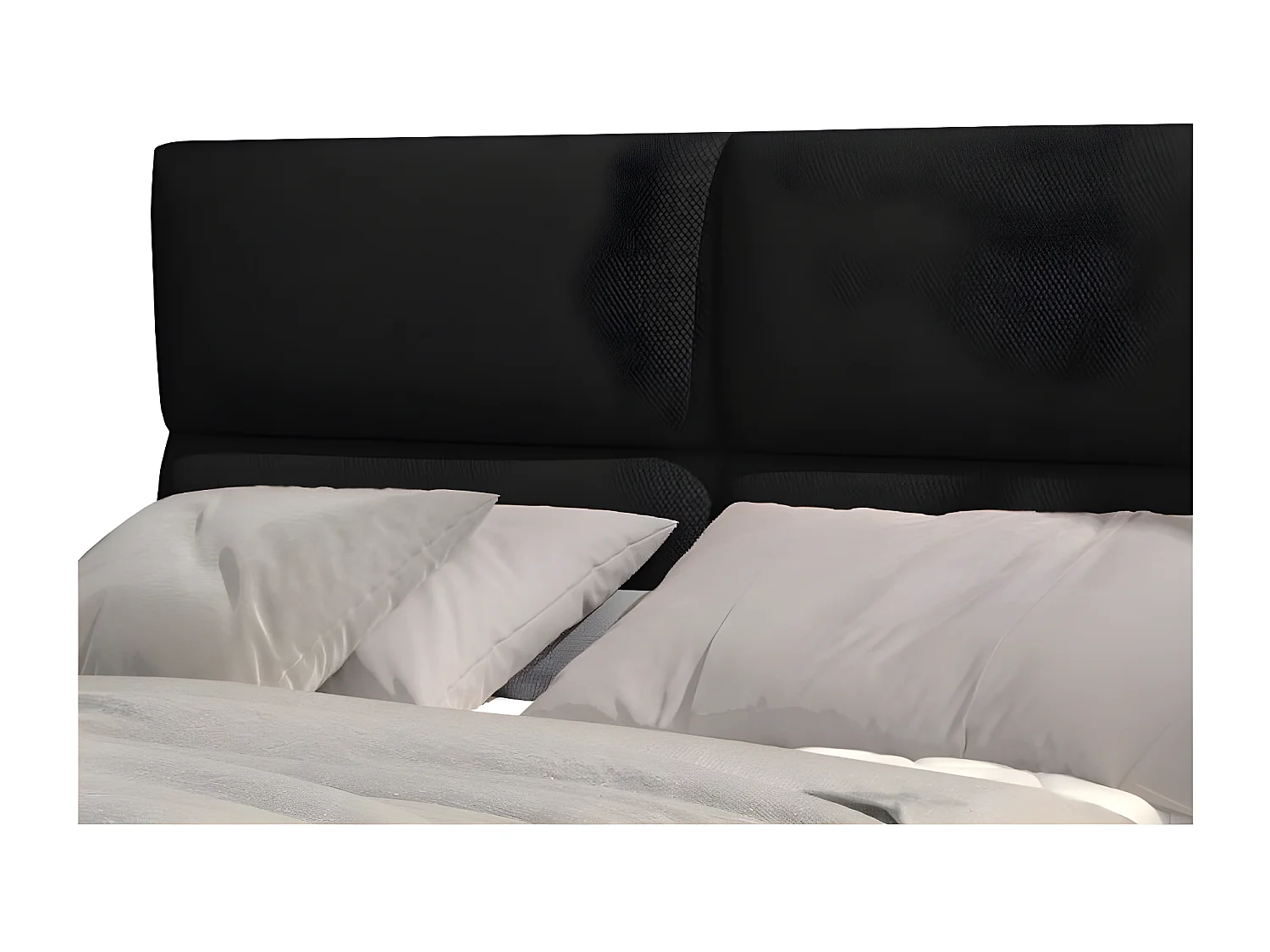 Lit continental capitonné tissu noir Weber-180x200