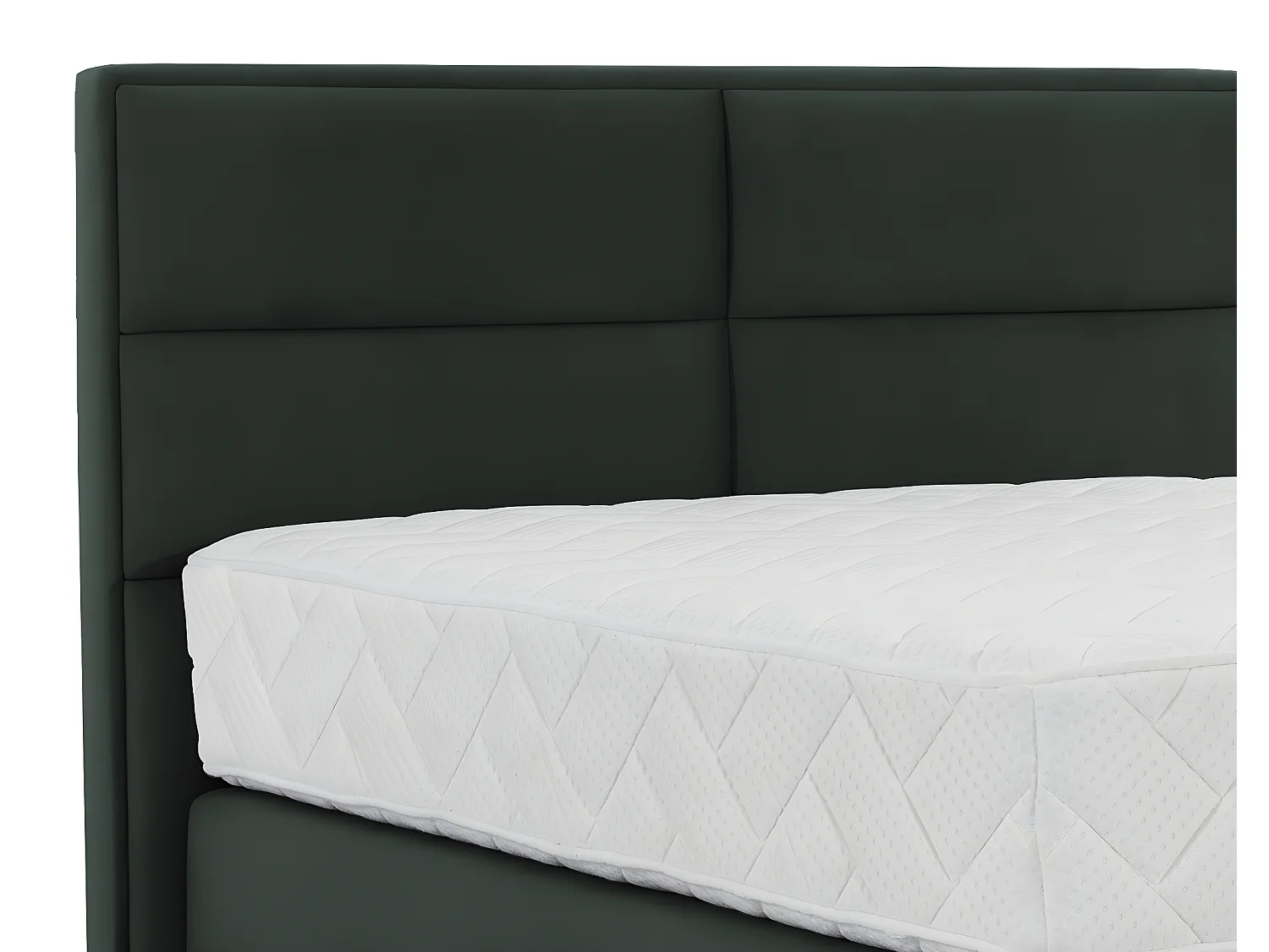 Tiempo Engels groen fluwelen continentaal bed met 30 cm latex matras en zwart metalen poot-Slapen 180x200cm