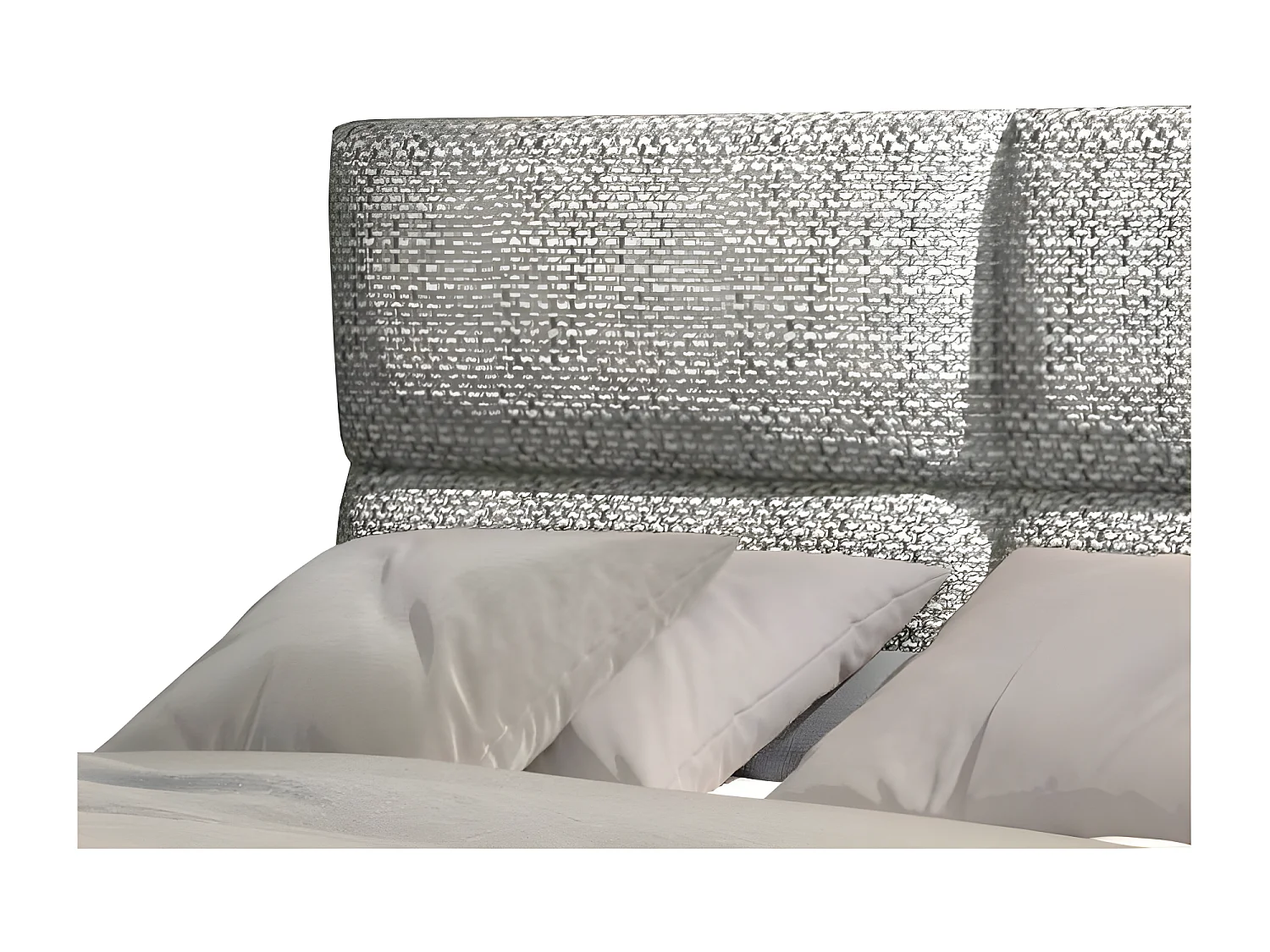 Lit continental capitonné tissu gris clair chiné Weber-140x200