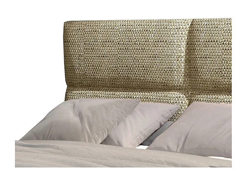 Lit continental capitonné tissu beige clair chiné Weber-140x200