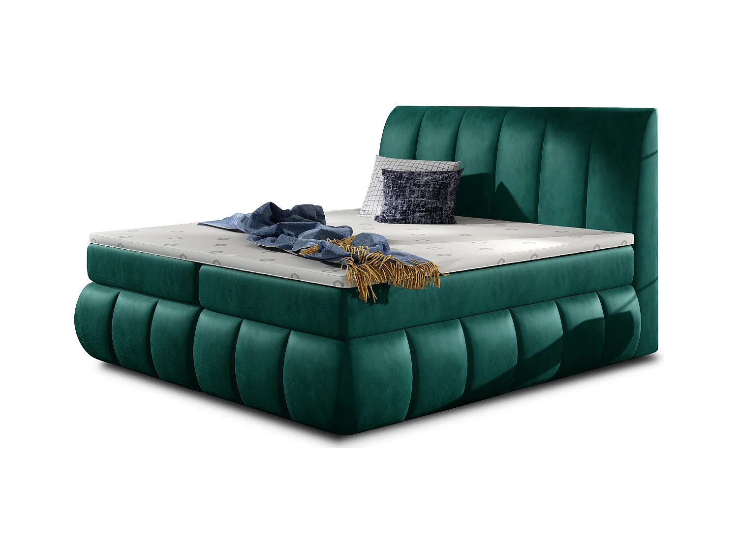 Lit continental matelassé velours vert Florencia-160x200