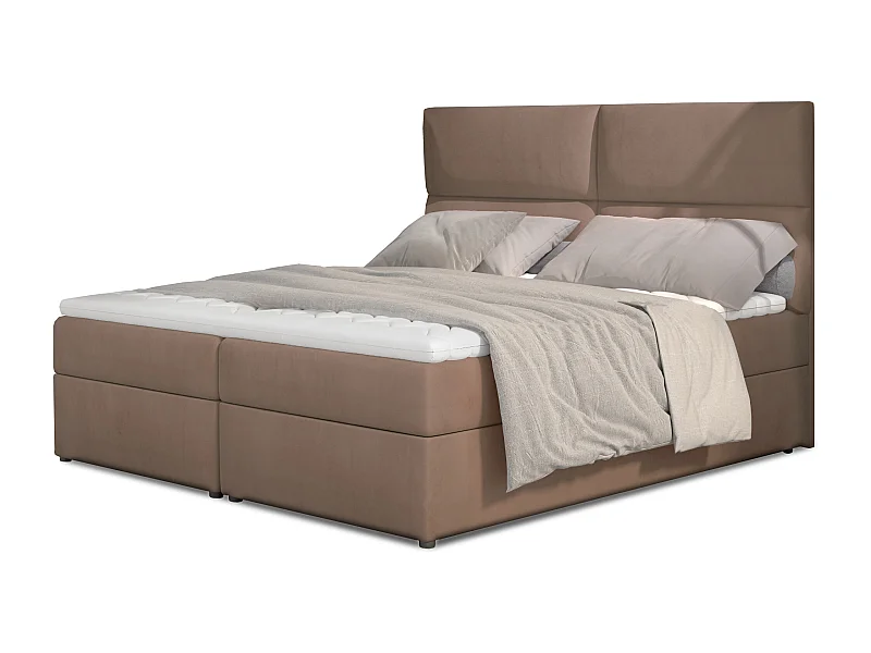 Lit continental capitonné velours marron clair Weber-160x200