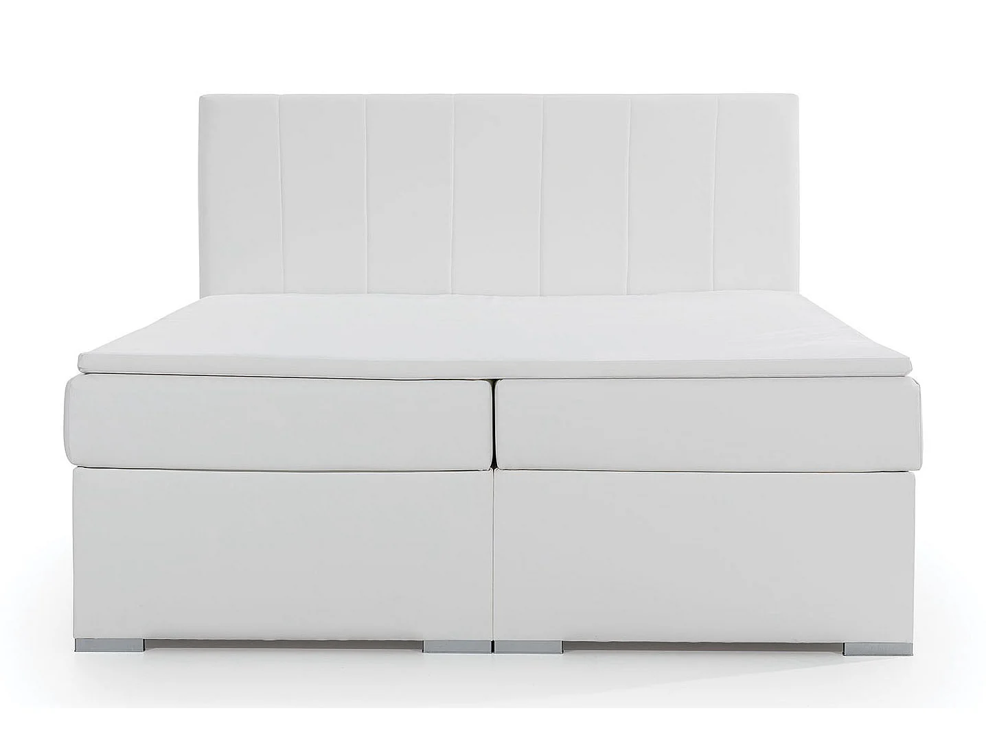 Lit continental simili cuir blanc avec matelas et surmatelas Louna-140x200