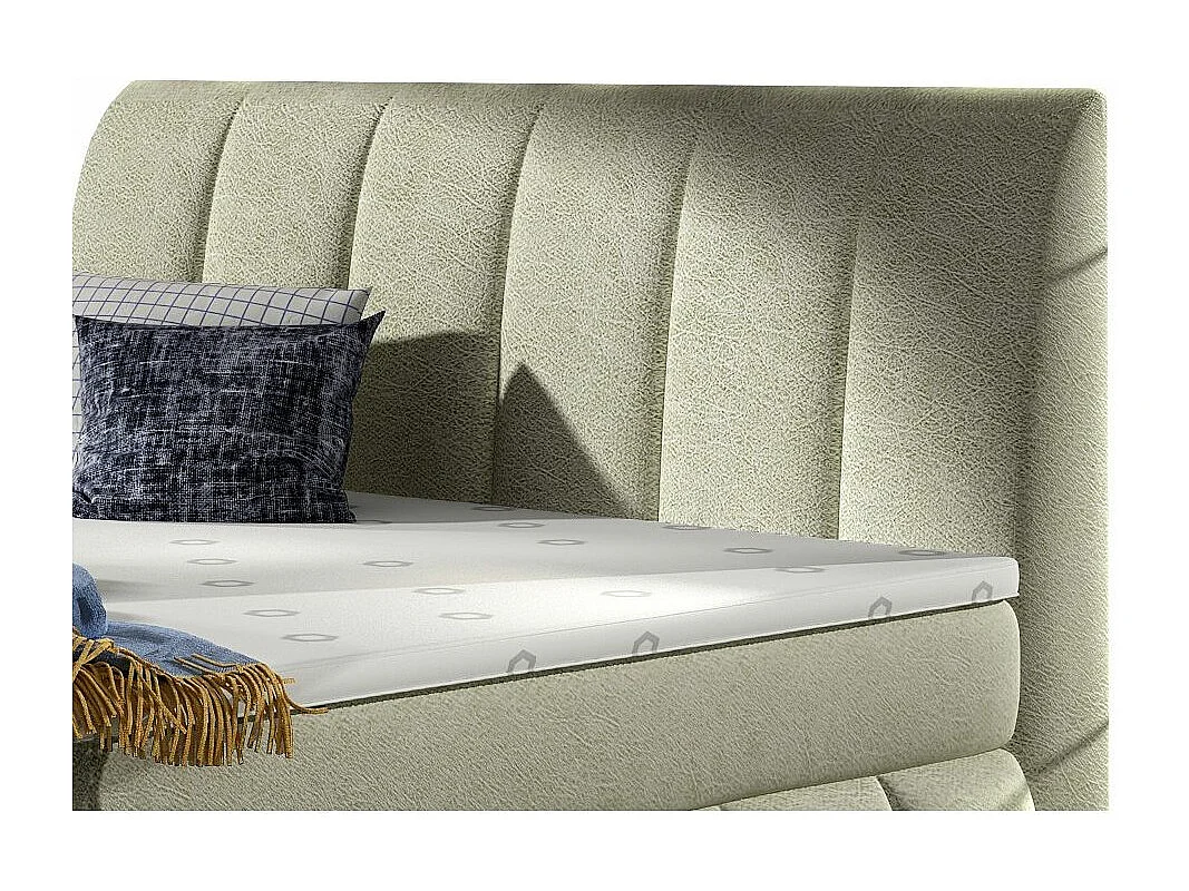 Lit continental matelassé tissu beige clair Florencia-180x200