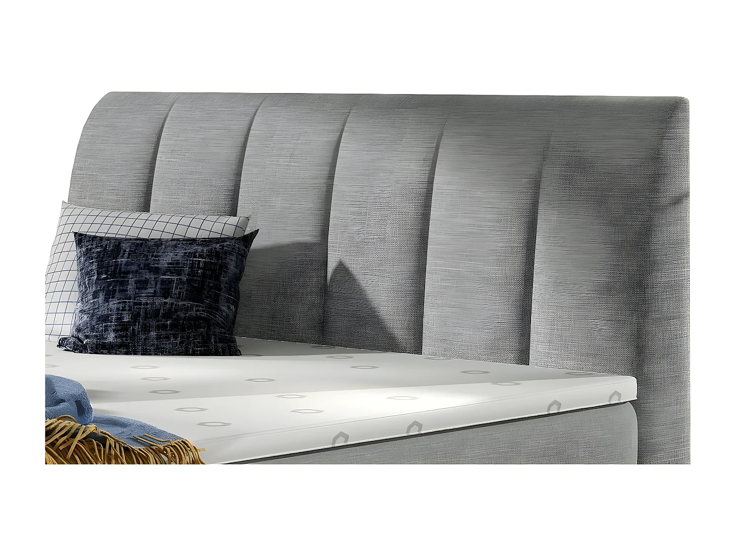 Lit continental matelassé tissu gris clair Florencia-140x200