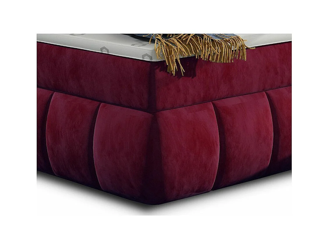 Lit continental matelassé tissu doux bordeaux Florencia-140x200