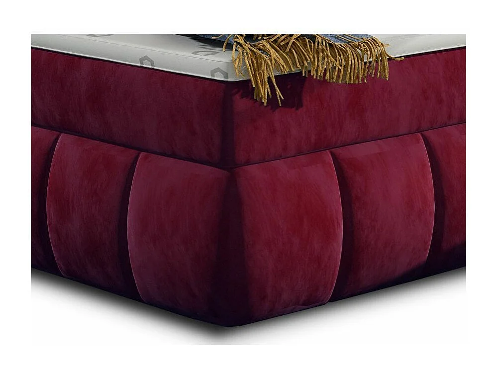 Lit continental matelassé tissu doux bordeaux Florencia-140x200
