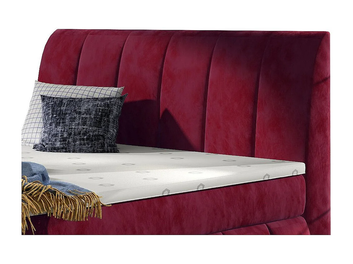 Lit continental matelassé tissu doux bordeaux Florencia-160x200