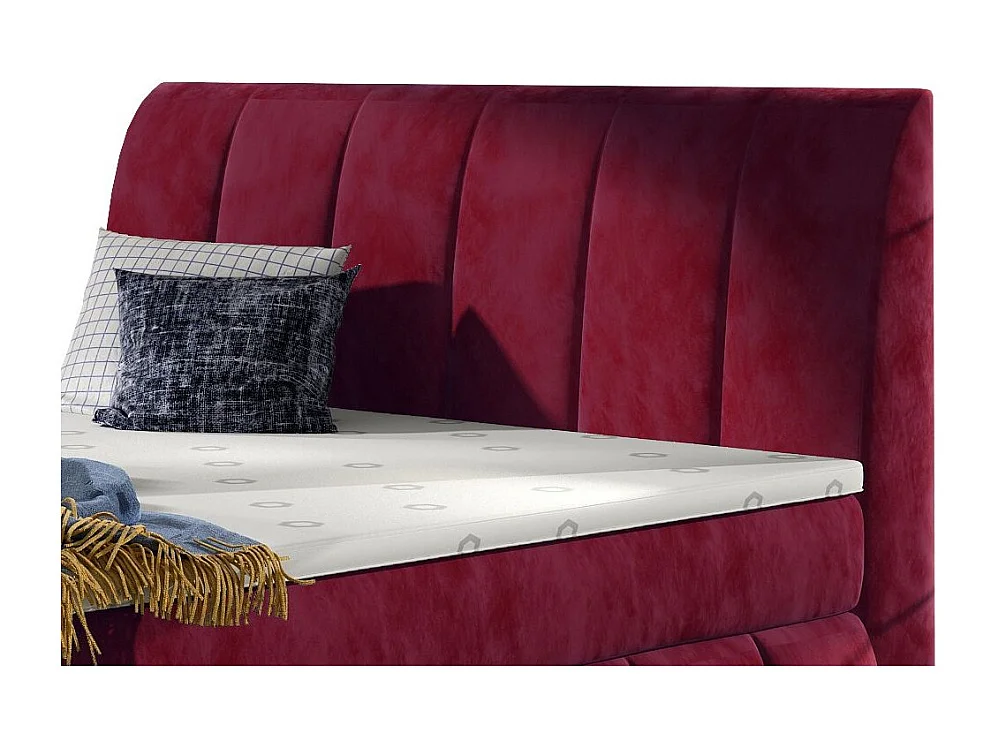 Lit continental matelassé tissu doux bordeaux Florencia-160x200