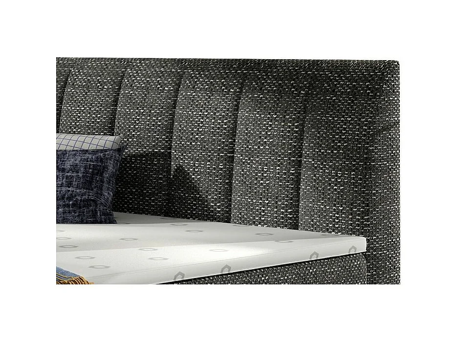 Florencia gewatteerd continentaal bed van gemêleerde zwarte stof-Slapen 140x200cm