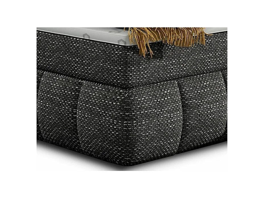 Florencia gewatteerd continentaal bed van gemêleerde zwarte stof-Slapen 140x200cm