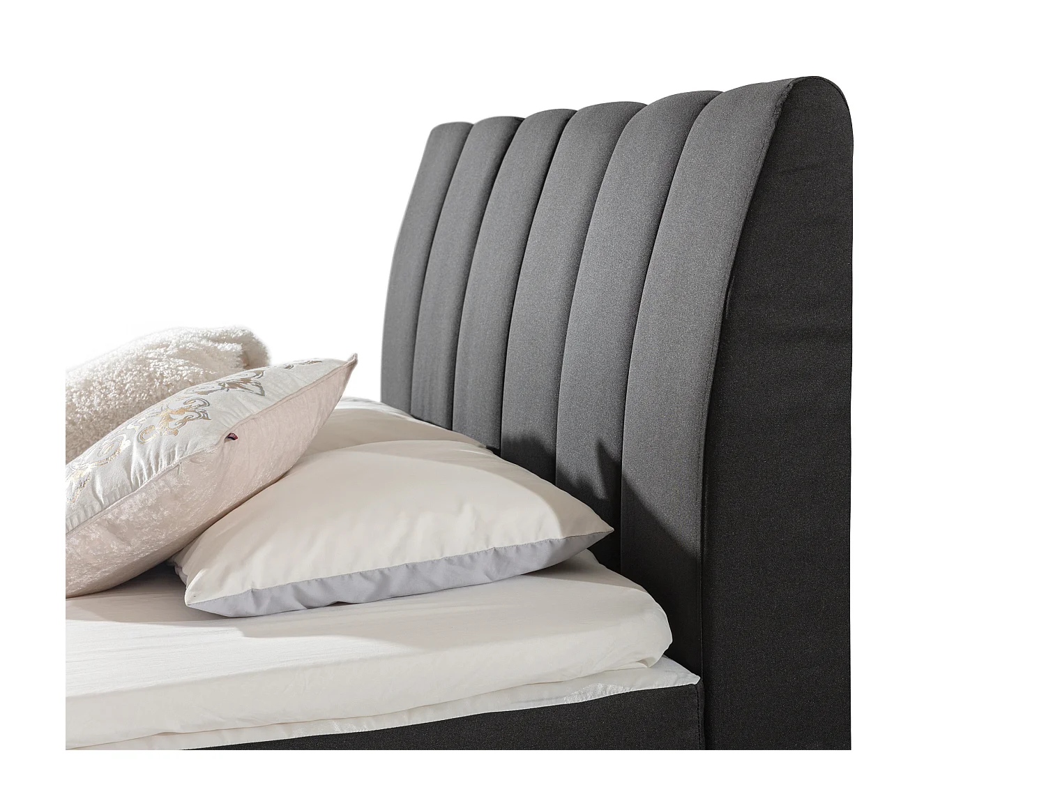 Florencia gewatteerd continentaal bed van gemêleerde zwarte stof-Slapen 140x200cm