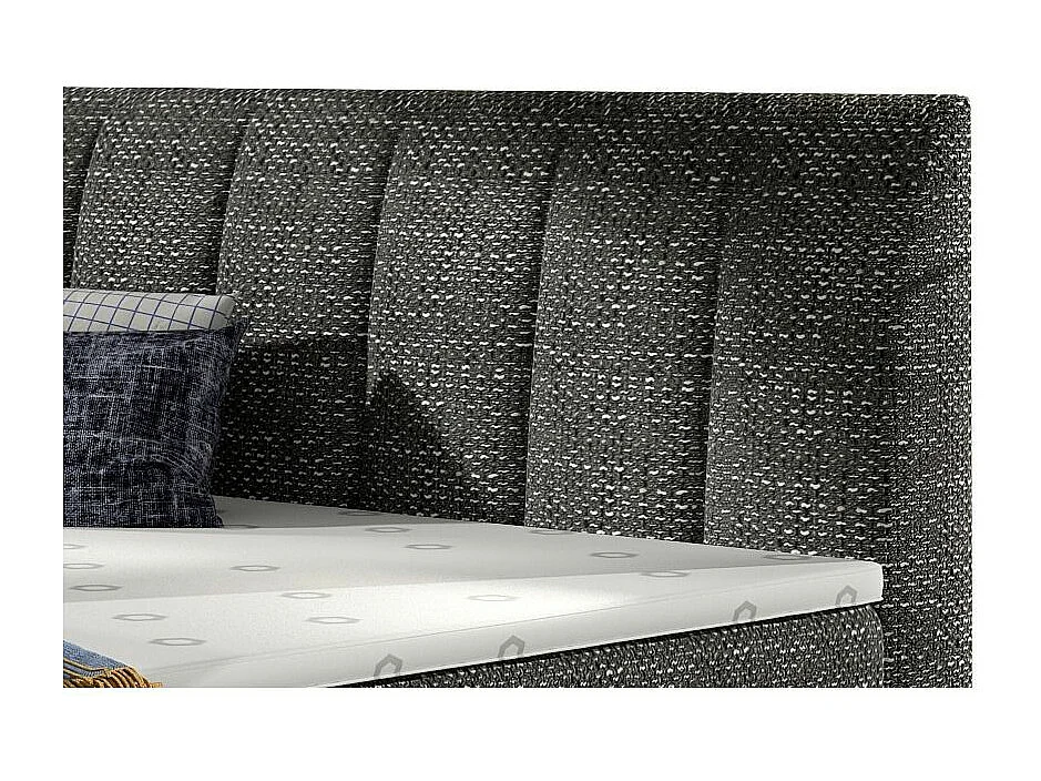 Lit continental matelassé tissu noir chiné Florencia-140x200