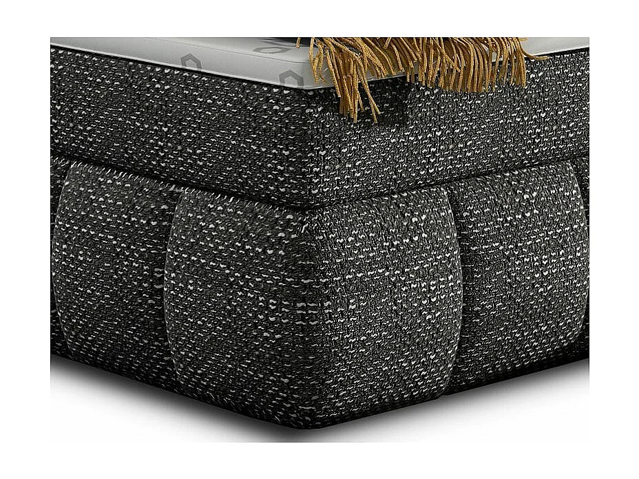 Lit continental matelassé tissu noir chiné Florencia-140x200