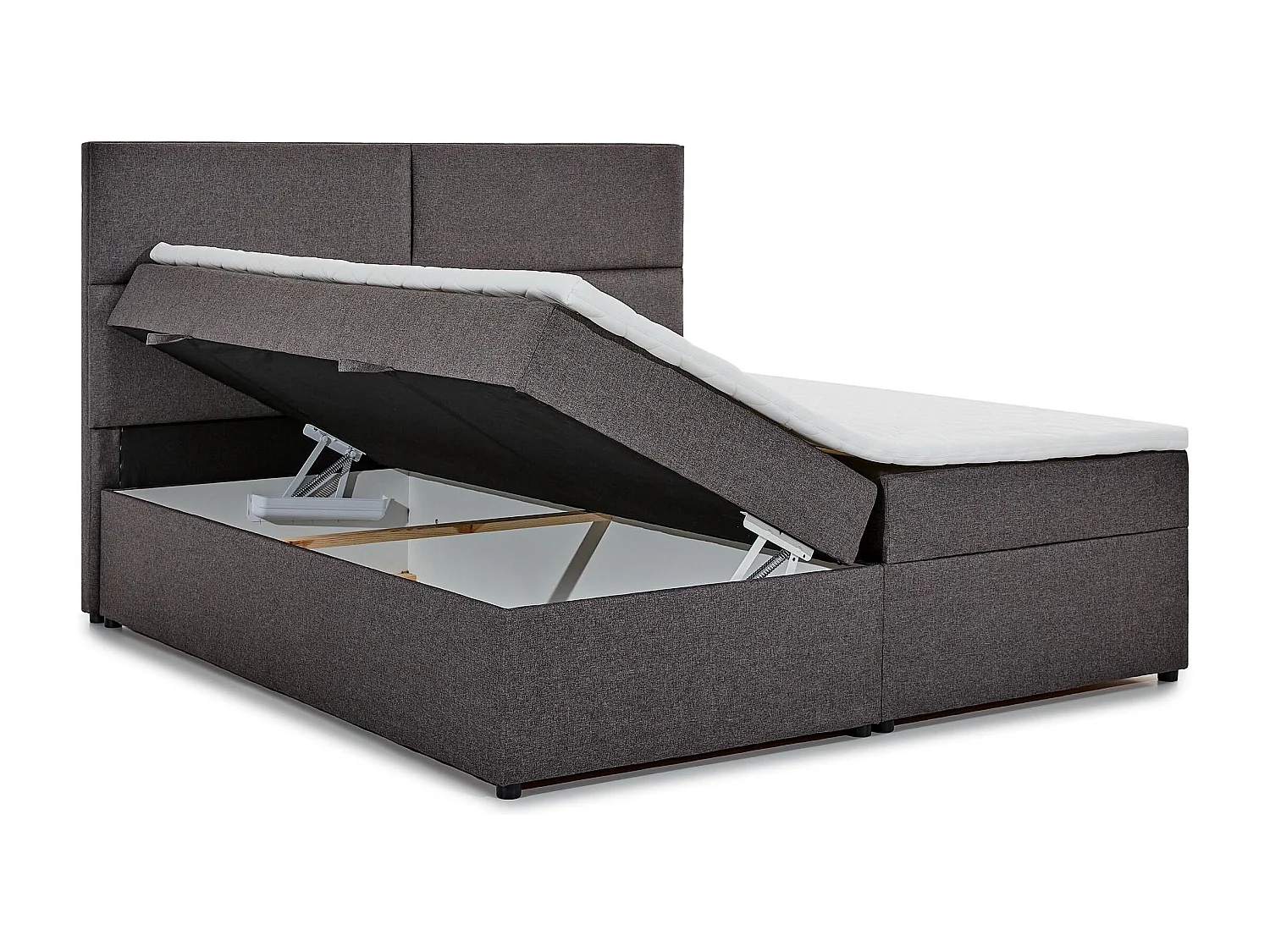 Weber lichtgrijs, met stof bekleed continentaal bed-Slapen 160x200cm