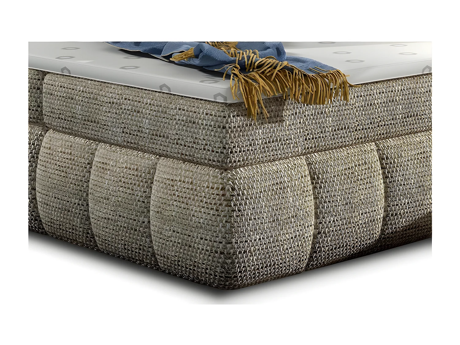 Lit continental matelassé tissu beige clair chiné Florencia-160x200