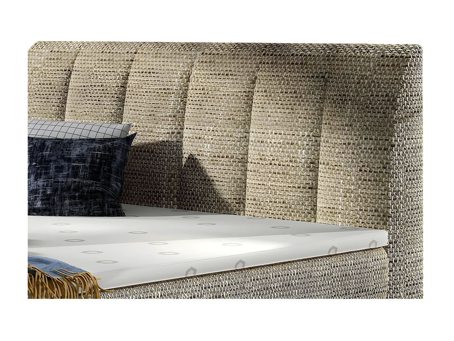 Lit continental matelassé tissu beige clair chiné Florencia-160x200