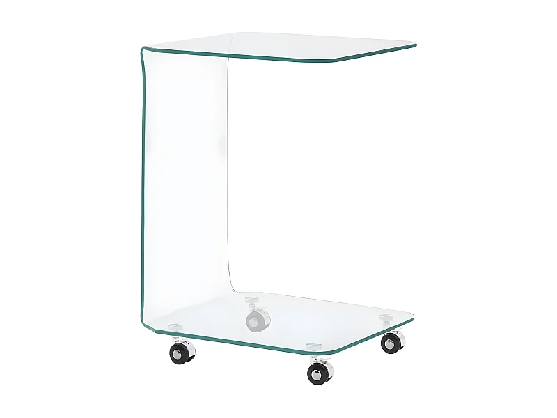 Table d'appoint sur roulettes verre trempé transparent Niu