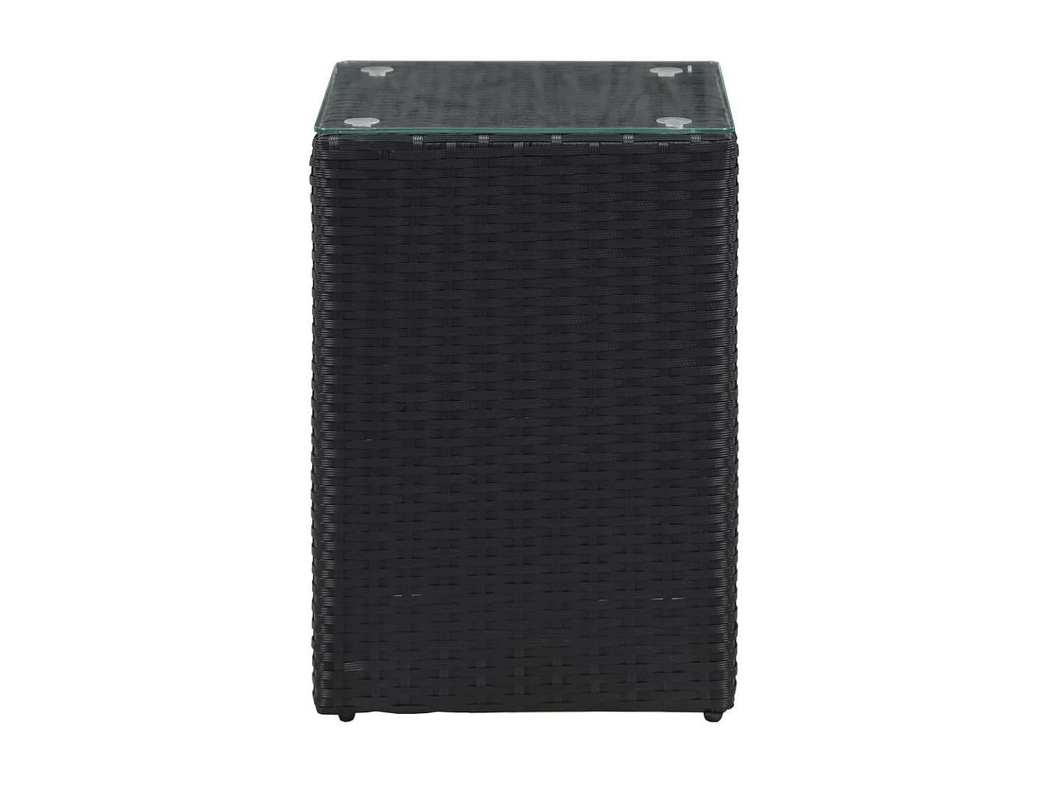 Tables d'appoint 3 pcs et dessus en verre Noir Résine tressée