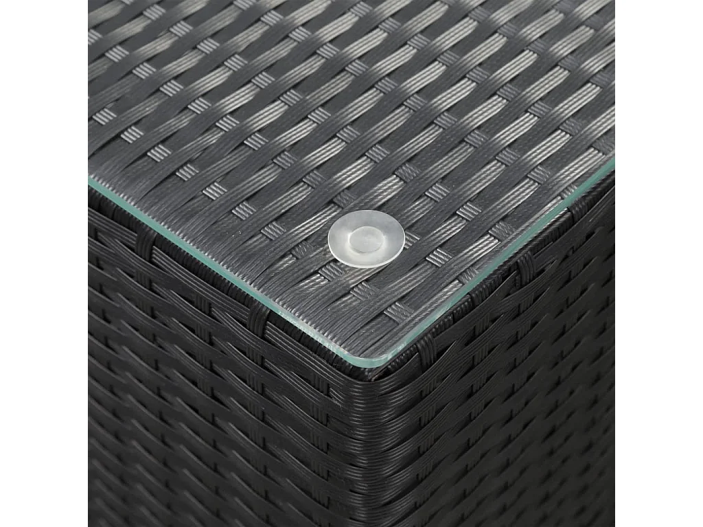 Tables d'appoint 3 pcs et dessus en verre Noir Résine tressée