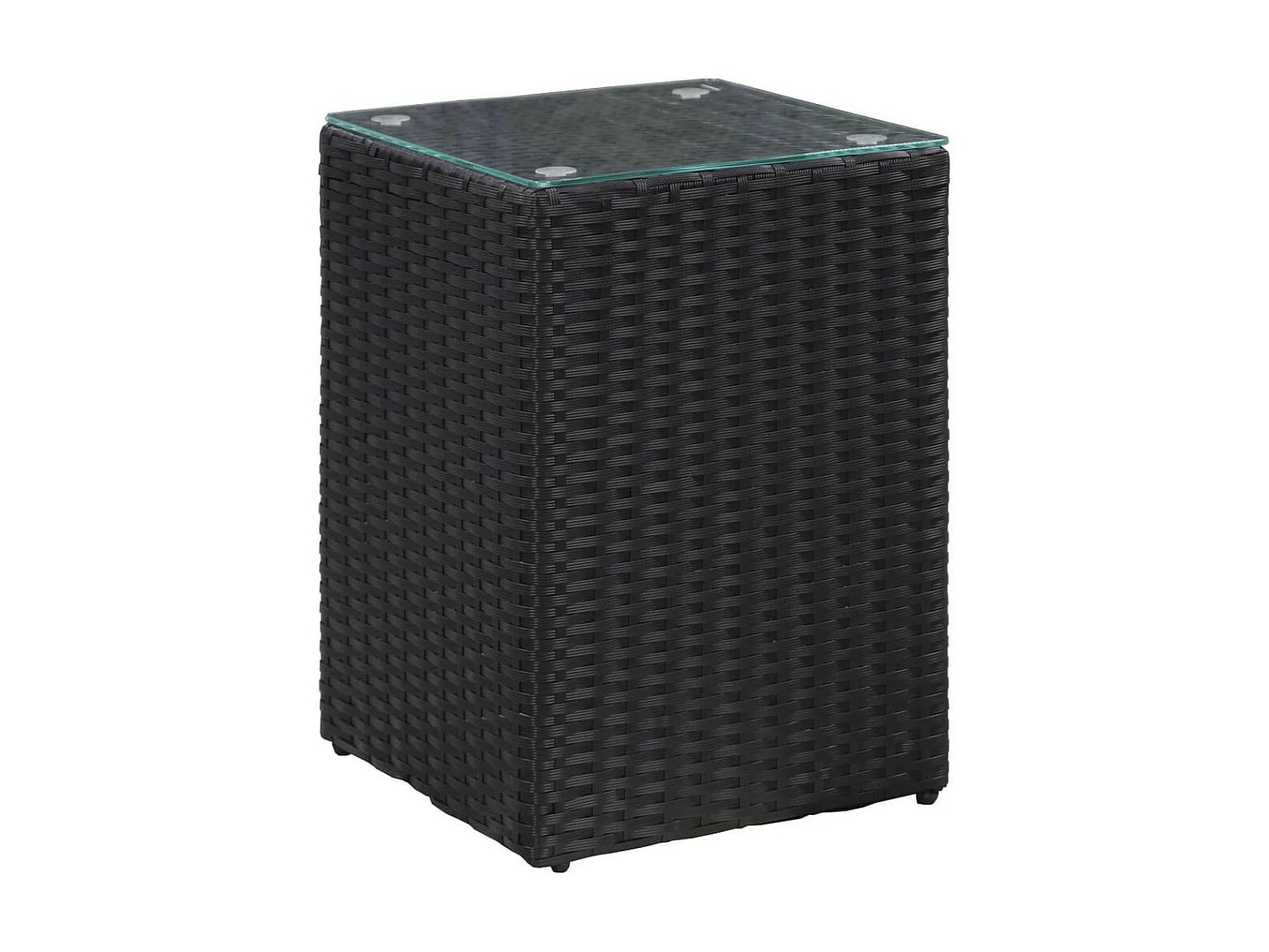 Tables d'appoint 3 pcs et dessus en verre Noir Résine tressée