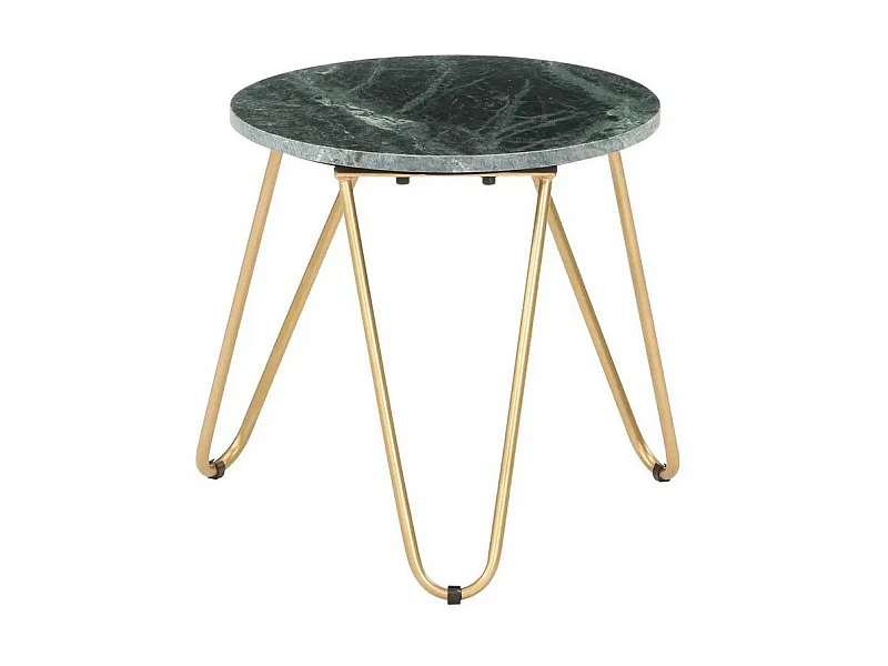 Table d'appoint effet marbre vert et pieds métal doré Emis D 40cm