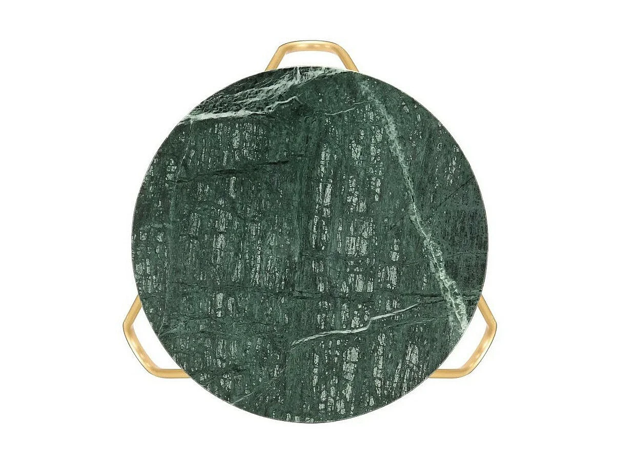 Table d'appoint effet marbre vert et pieds métal doré Emis D 40cm