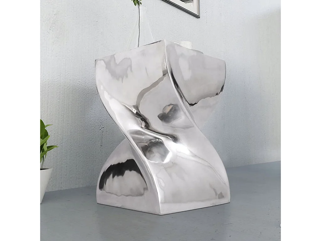 Table auxiliaire - Tabouret Forme torsadée Aluminium Argenté